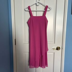 Pink 1920s-Style Flowy Dress with Pink Bolero